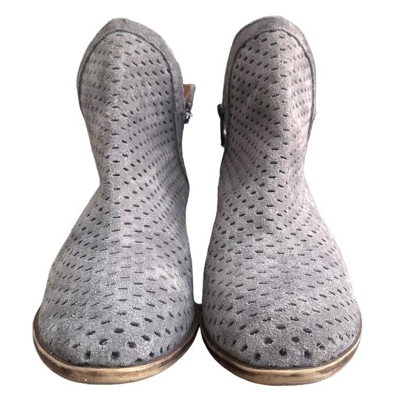 Lucky Brand Ankle Booties, Boho Side Zip Perforated Boots Womens Sz 7 Grey - Picture 10 of 13